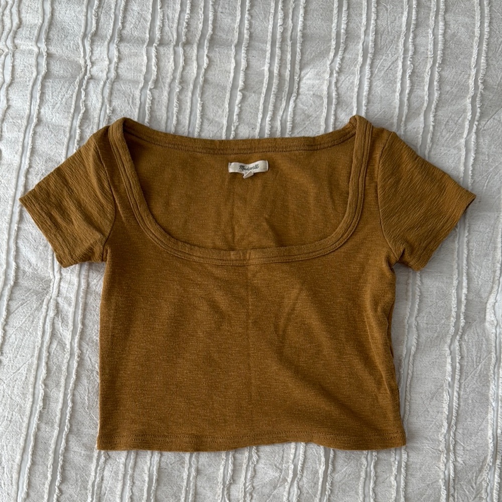 Madewell Gold Fitted Crop T-Shirt Short Sleeve